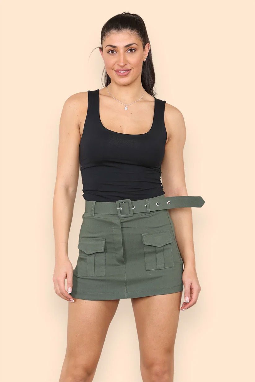 Belted Cargo Skorts - Remzs Fashion