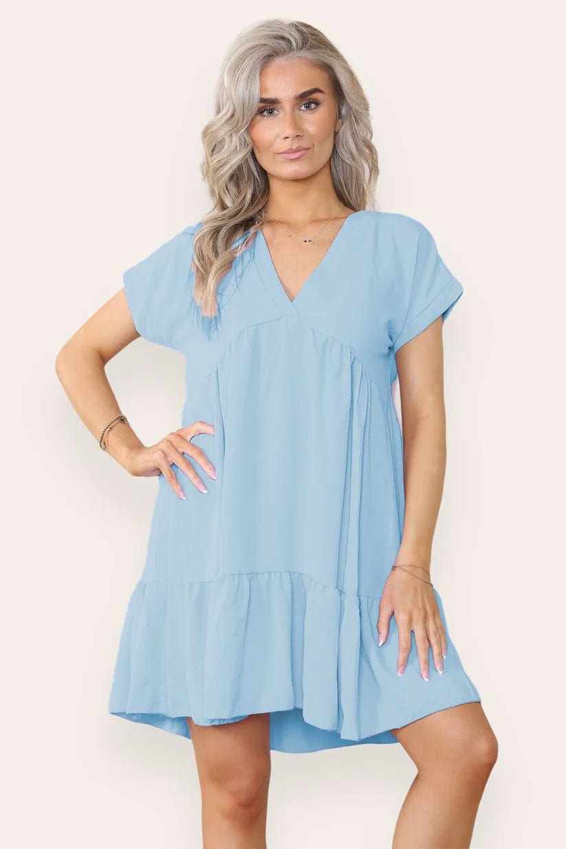 Fancy Style Tiered Smock Dress - Remzs Fashion