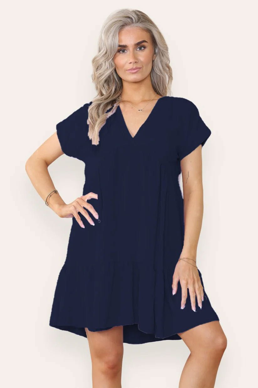 Fancy Style Tiered Smock Dress - Remzs Fashion