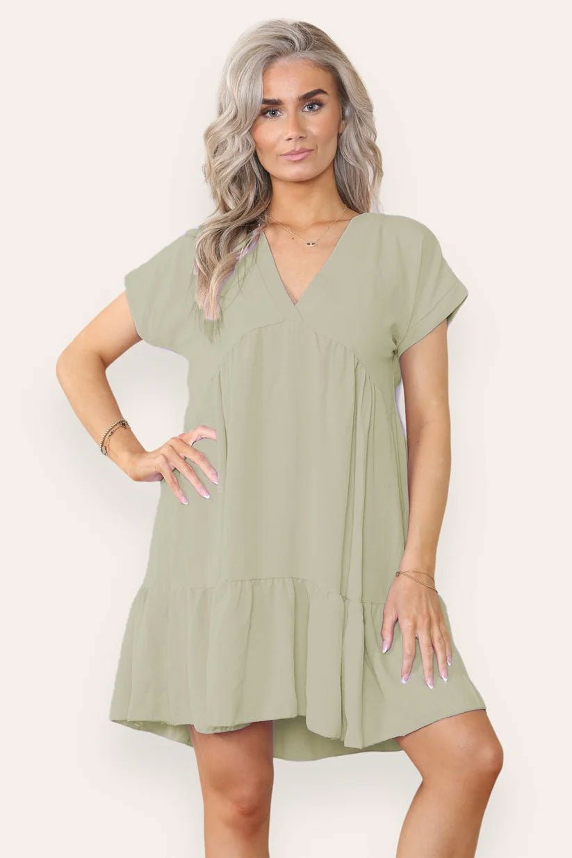 Fancy Style Tiered Smock Dress - Remzs Fashion