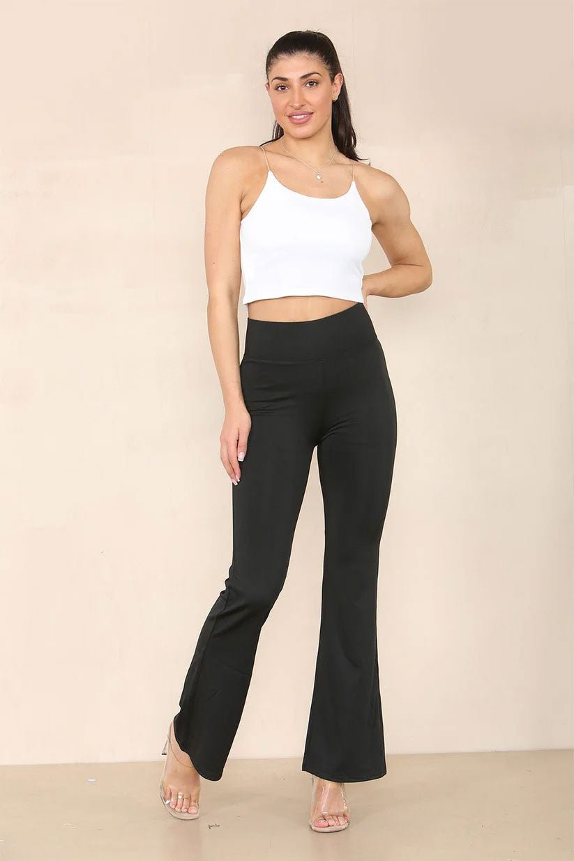 High Waisted Wide Leg Flared Trousers - Remzs Fashion