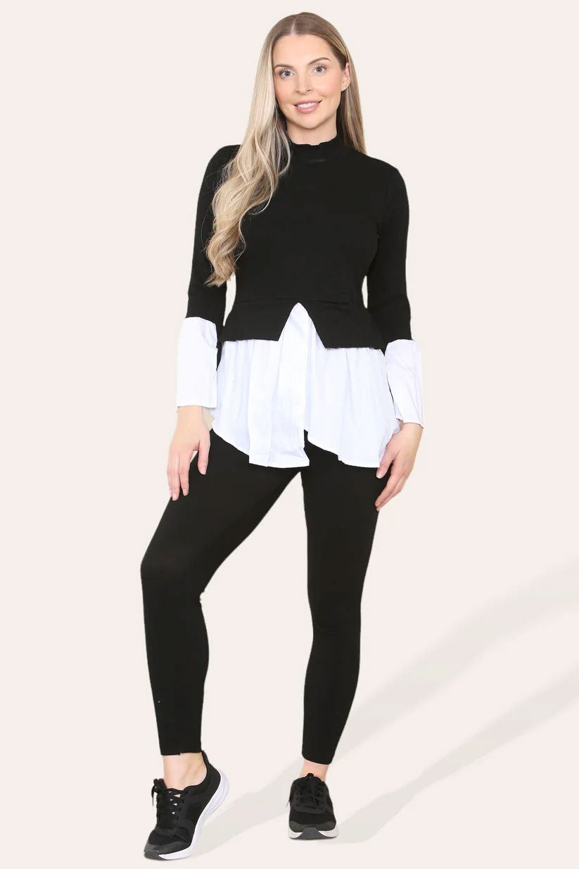 Ribbed Lounge Wear Flared Shirt and Leggings Co-Ord Set - Remzs Fashion