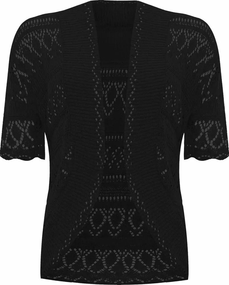 Women Crochet Knitted Short Sleeve Shrug Ladies Cardigan Bolero Top Plus