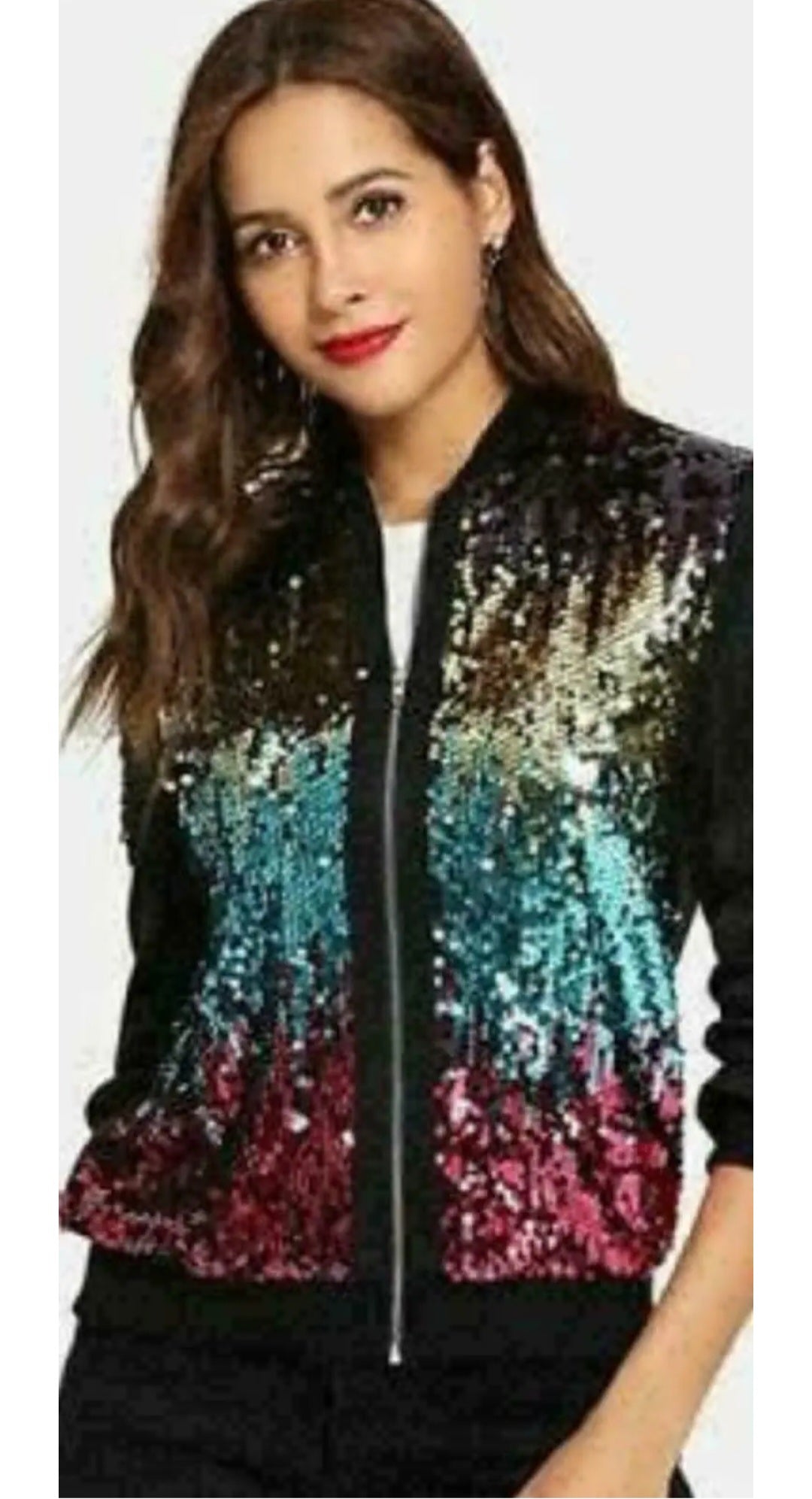 Women Sequin Glitter Bomber Jackets - Remzs Fashion