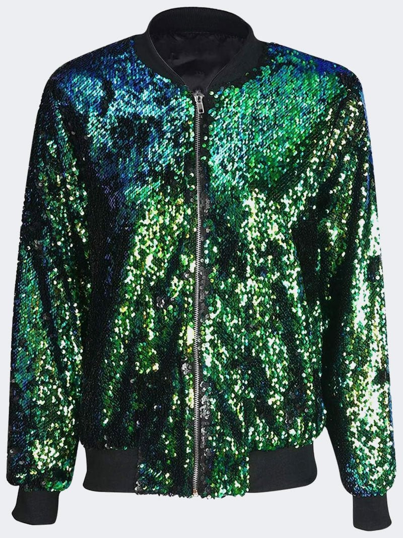 Women Sequin Glitter Bomber Jackets - Remzs Fashion