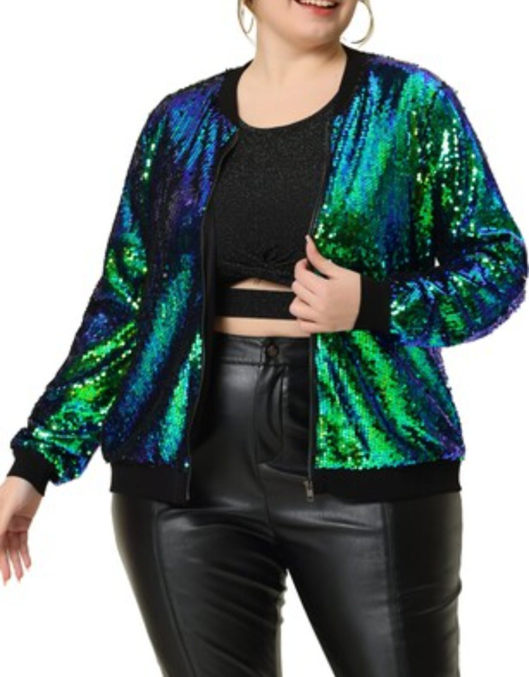 Women Sequin Glitter Bomber Jackets - Remzs Fashion