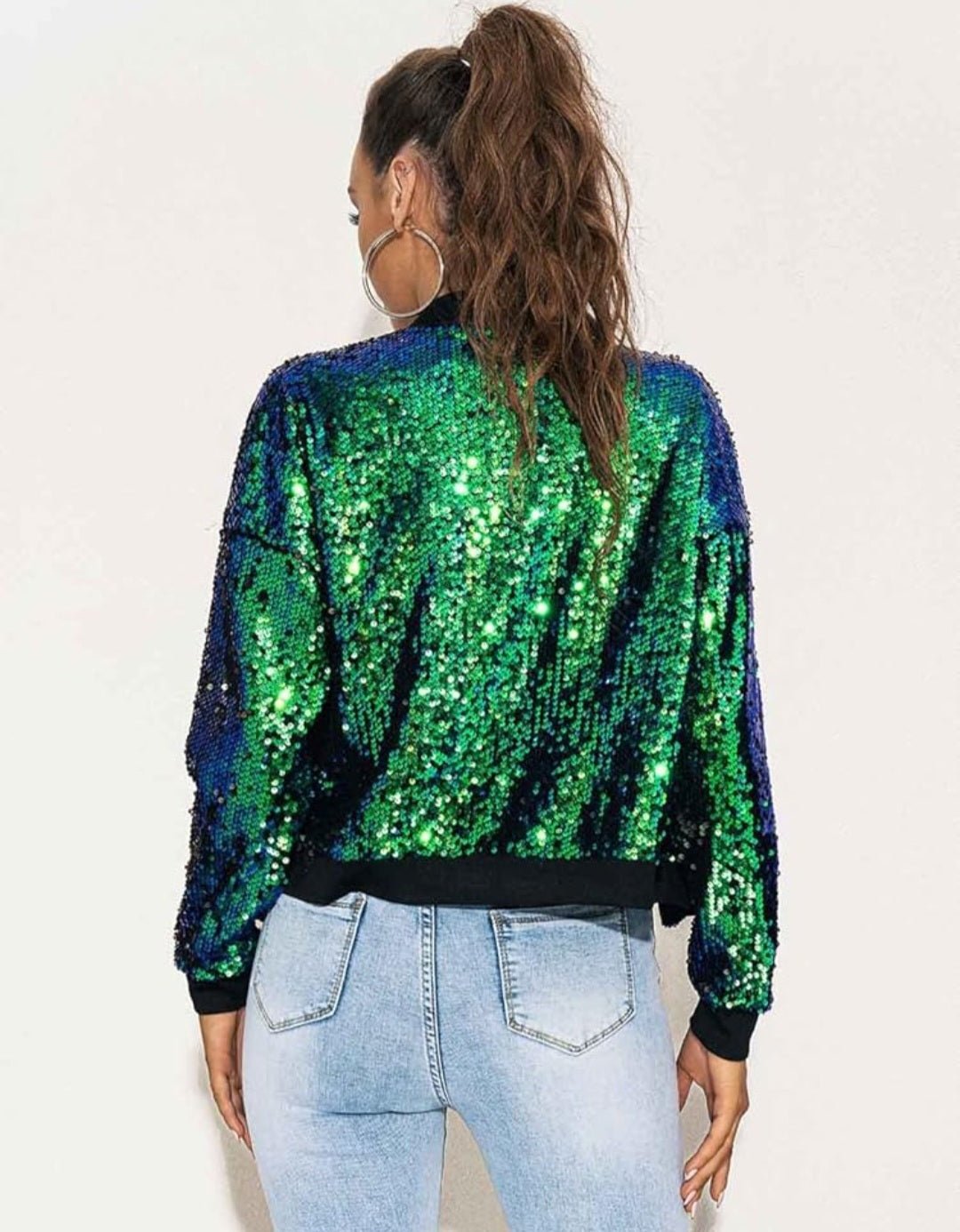 Women Sequin Glitter Bomber Jackets - Remzs Fashion