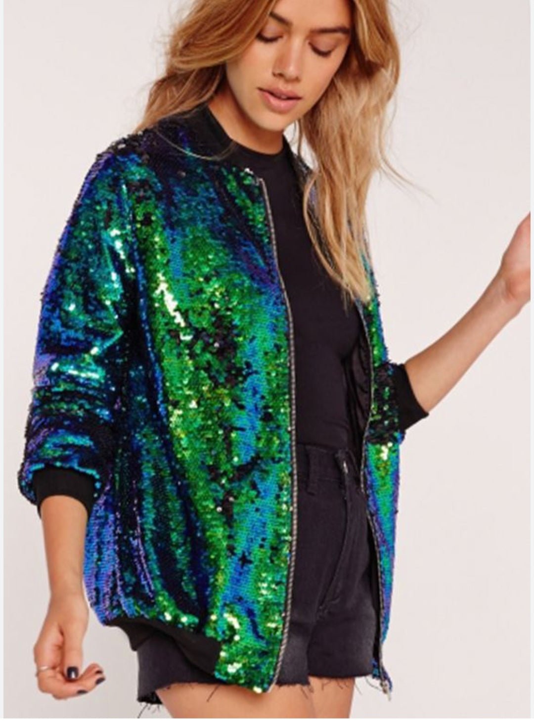 Women Sequin Glitter Bomber Jackets - Remzs Fashion