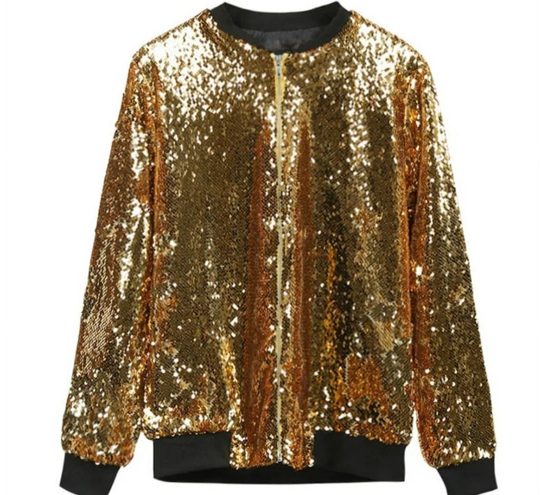 Women Sequin Glitter Bomber Jackets - Remzs Fashion