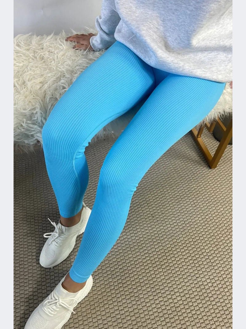 HONEY HIGH WAISTED THICK RIB SEAMLESS LEGGINGS - Remzs Fashion