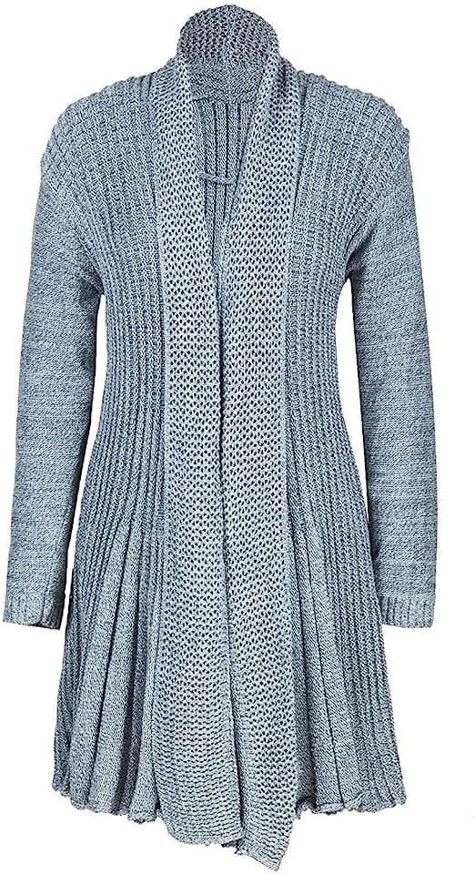 Knitted Waterfall Boyfriend Long Cardigan Women Ladies UK Plus Size - Remzs Fashion