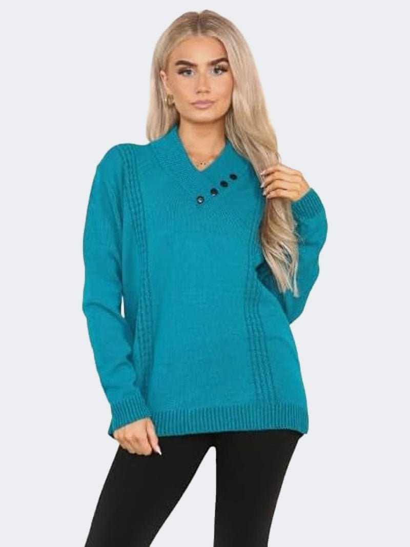 Ladies Casual Pullover Soft Knit Sweater Top - Remzs Fashion