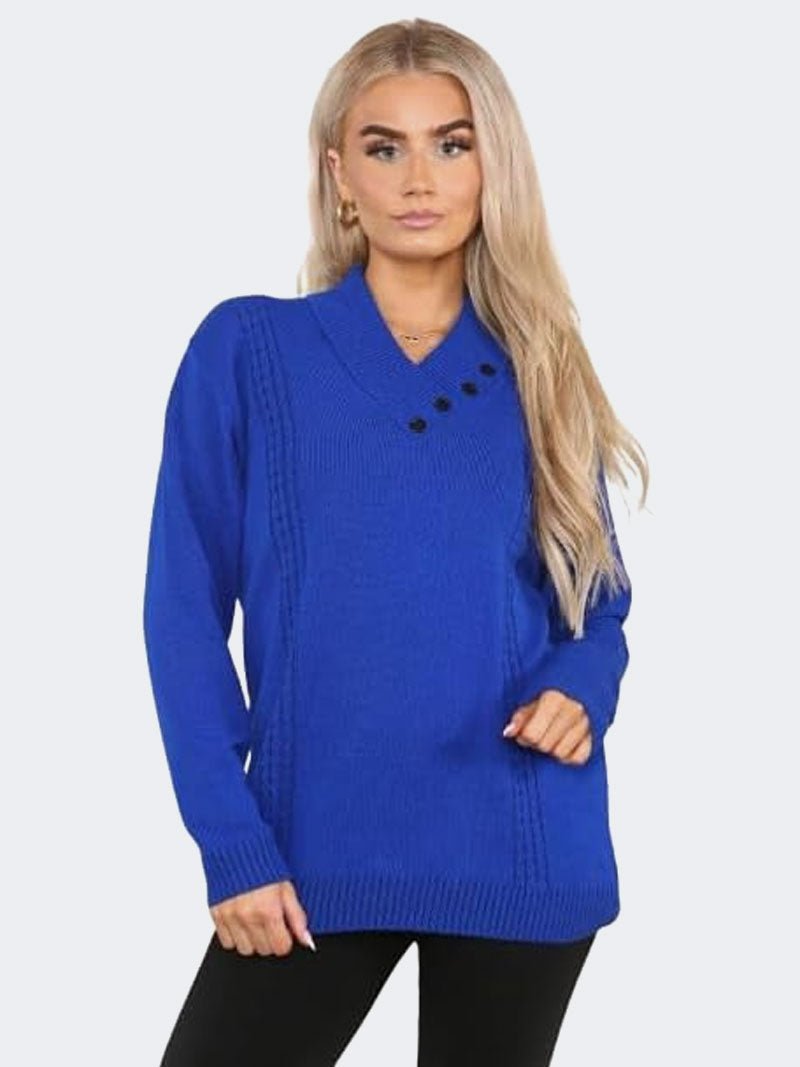 Ladies Casual Pullover Soft Knit Sweater Top - Remzs Fashion