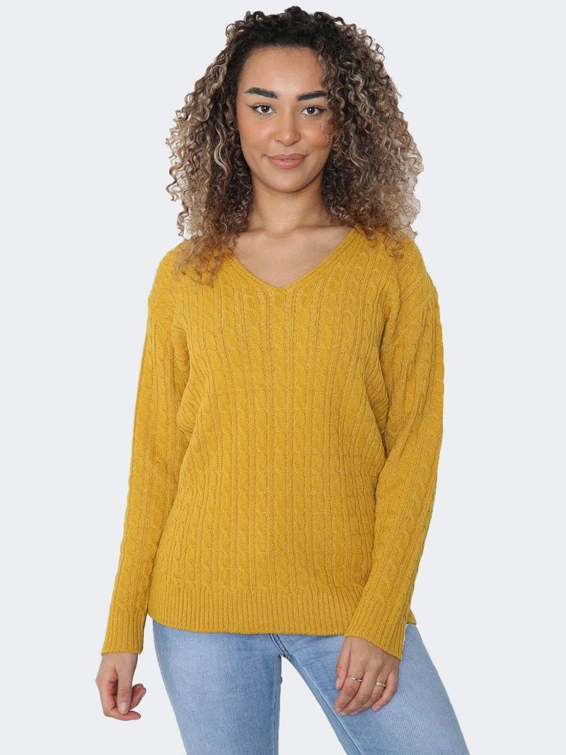 Ladies Long Sleeve Oversized V Neck Casual Sweater - Remzs Fashion