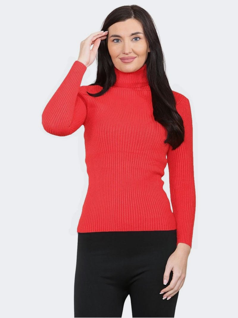 Ladies Plain Casual Smooth Stretchy Pullover Knit Sweater Top - Remzs Fashion