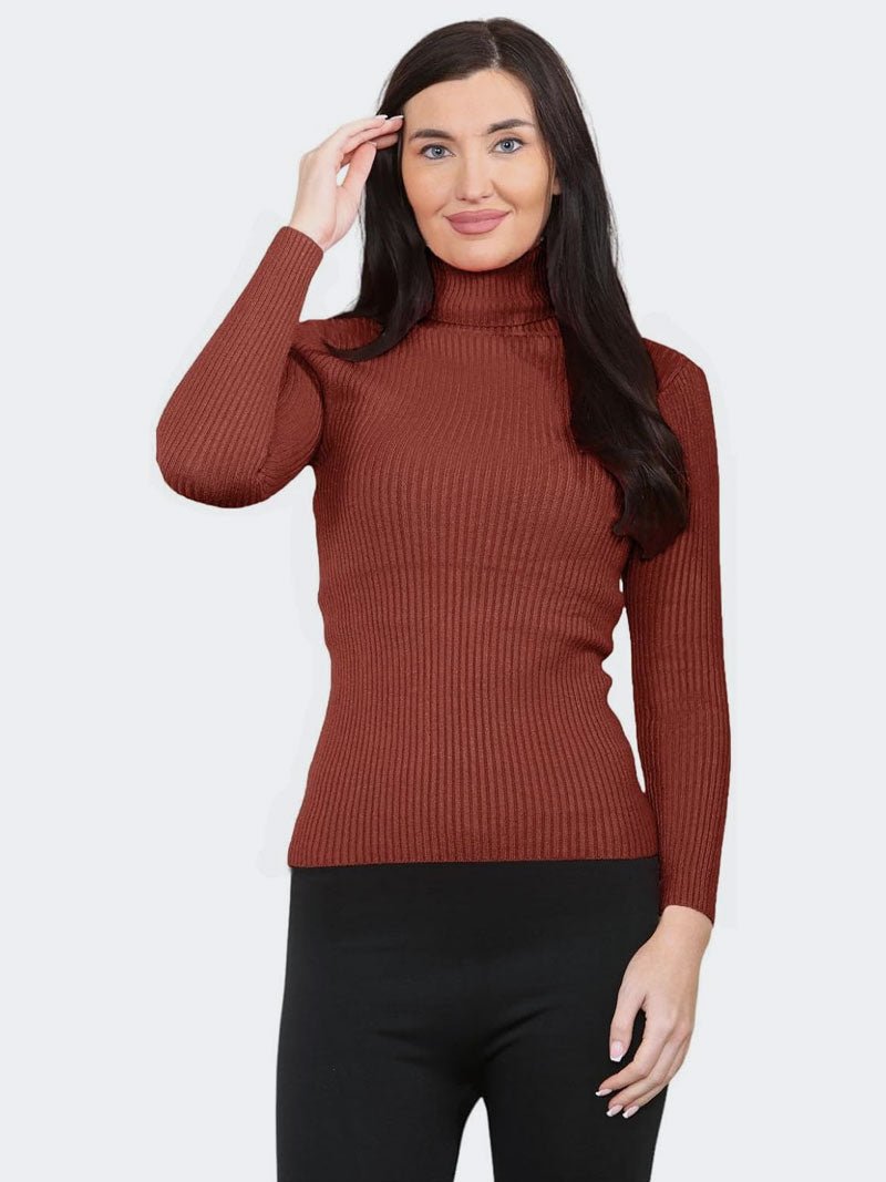 Ladies Plain Casual Smooth Stretchy Pullover Knit Sweater Top - Remzs Fashion