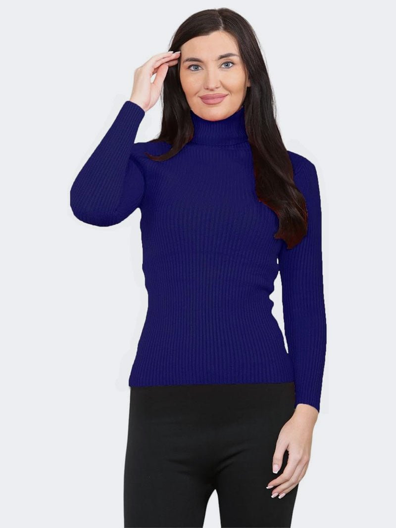 Ladies Plain Casual Smooth Stretchy Pullover Knit Sweater Top - Remzs Fashion