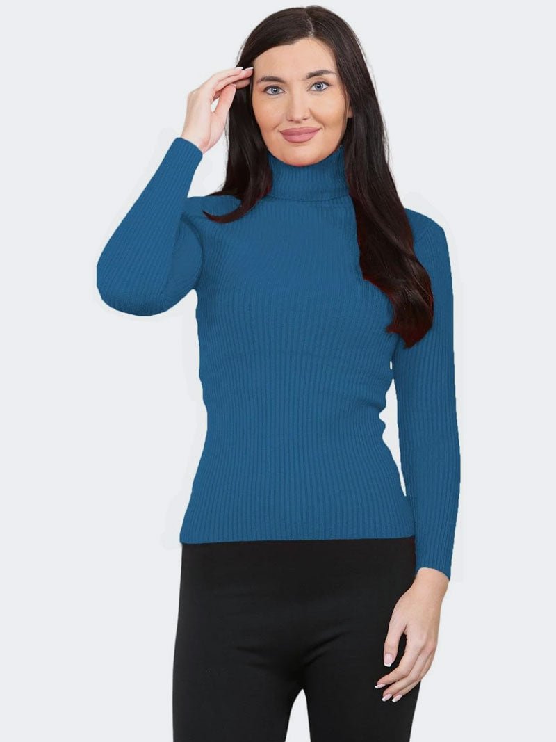 Ladies Plain Casual Smooth Stretchy Pullover Knit Sweater Top - Remzs Fashion