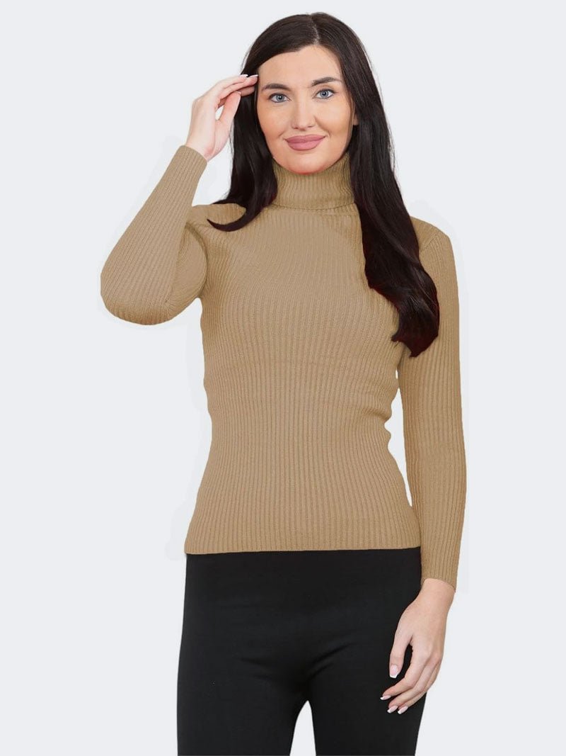 Ladies Plain Casual Smooth Stretchy Pullover Knit Sweater Top - Remzs Fashion