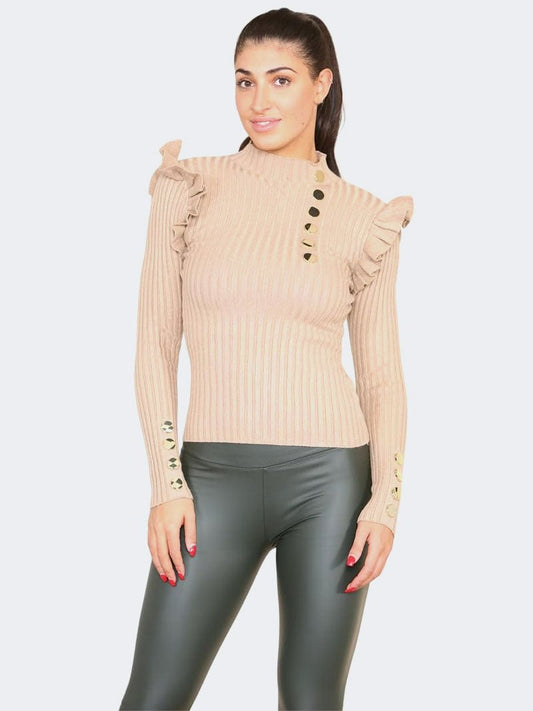 Ladies Winter Wear Slim Fit Long Sleeve Rib Sweater Top - Remzs Fashion