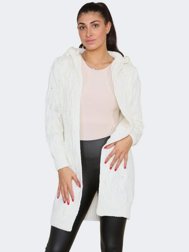 Women Chunky Cable Knitted Boyfriend Cardigan - Remzs Fashion