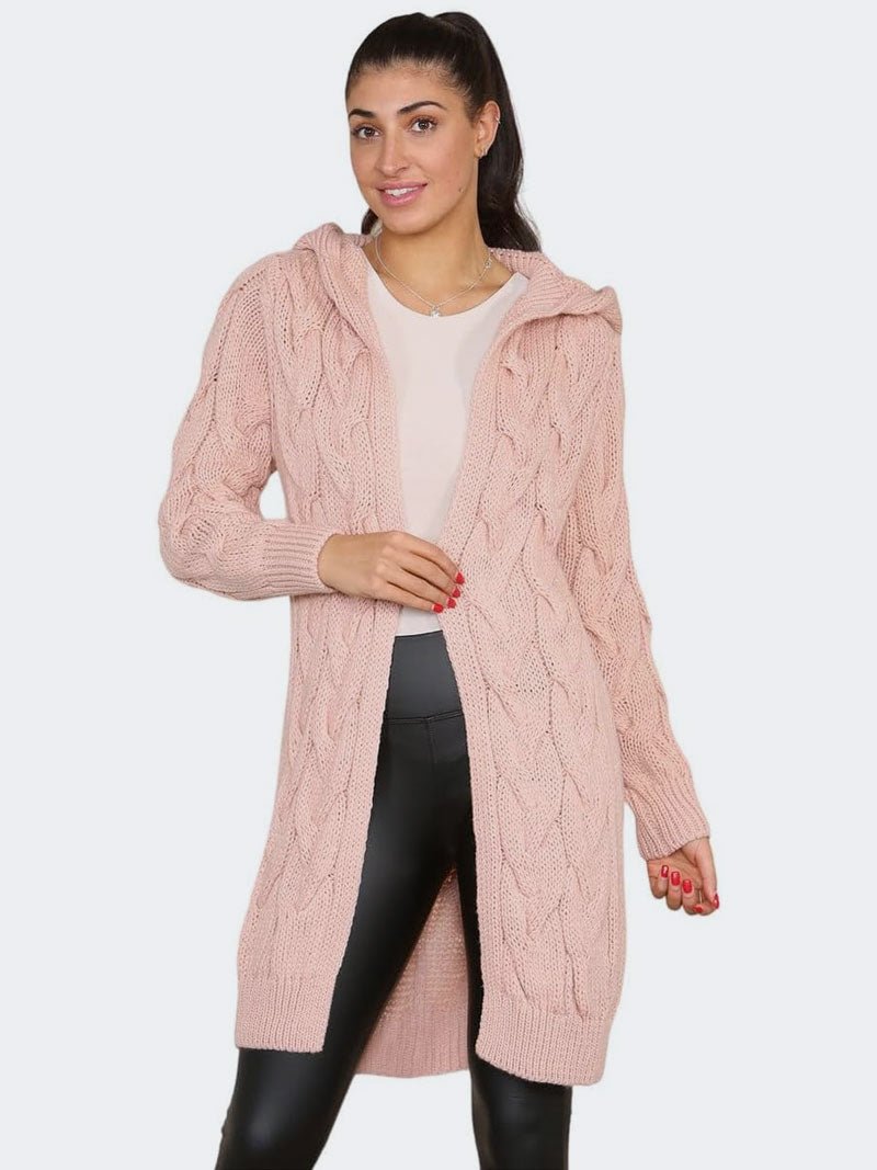 Women Chunky Cable Knitted Boyfriend Cardigan - Remzs Fashion