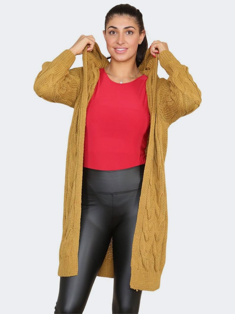 Women Chunky Cable Knitted Boyfriend Cardigan - Remzs Fashion