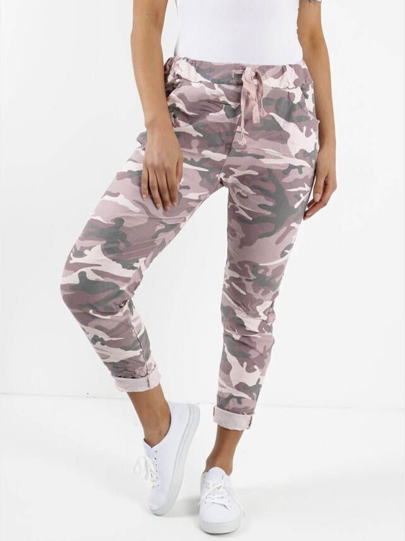 Women Italian Camouflage Magic Trouser Pants - Made In Italy - Remzs Fashion