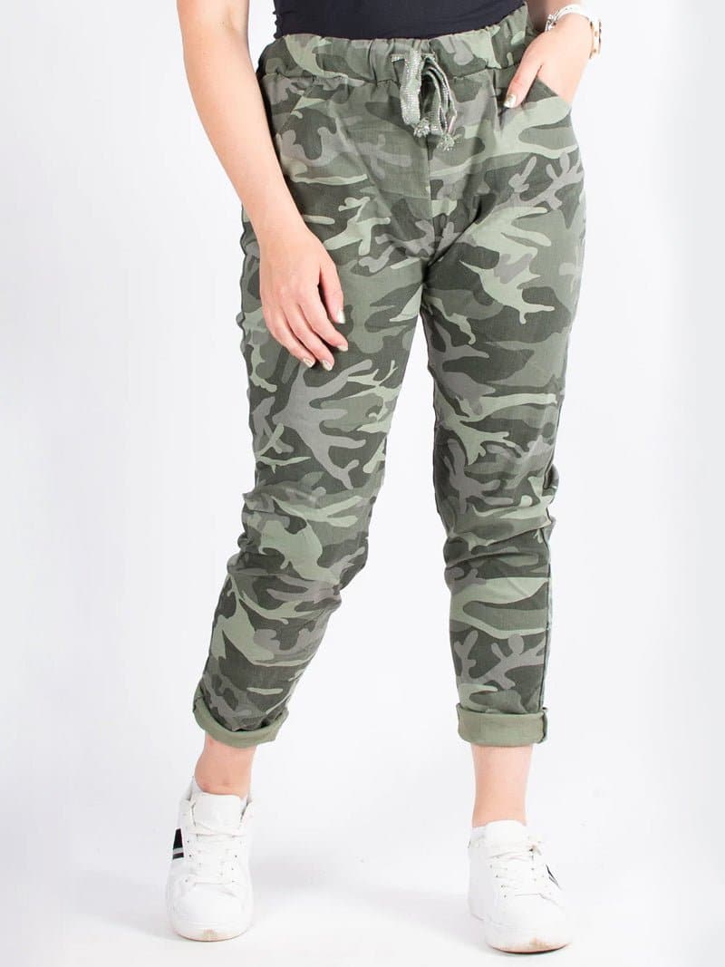 Women Italian Camouflage Magic Trouser Pants - Made In Italy - Remzs Fashion