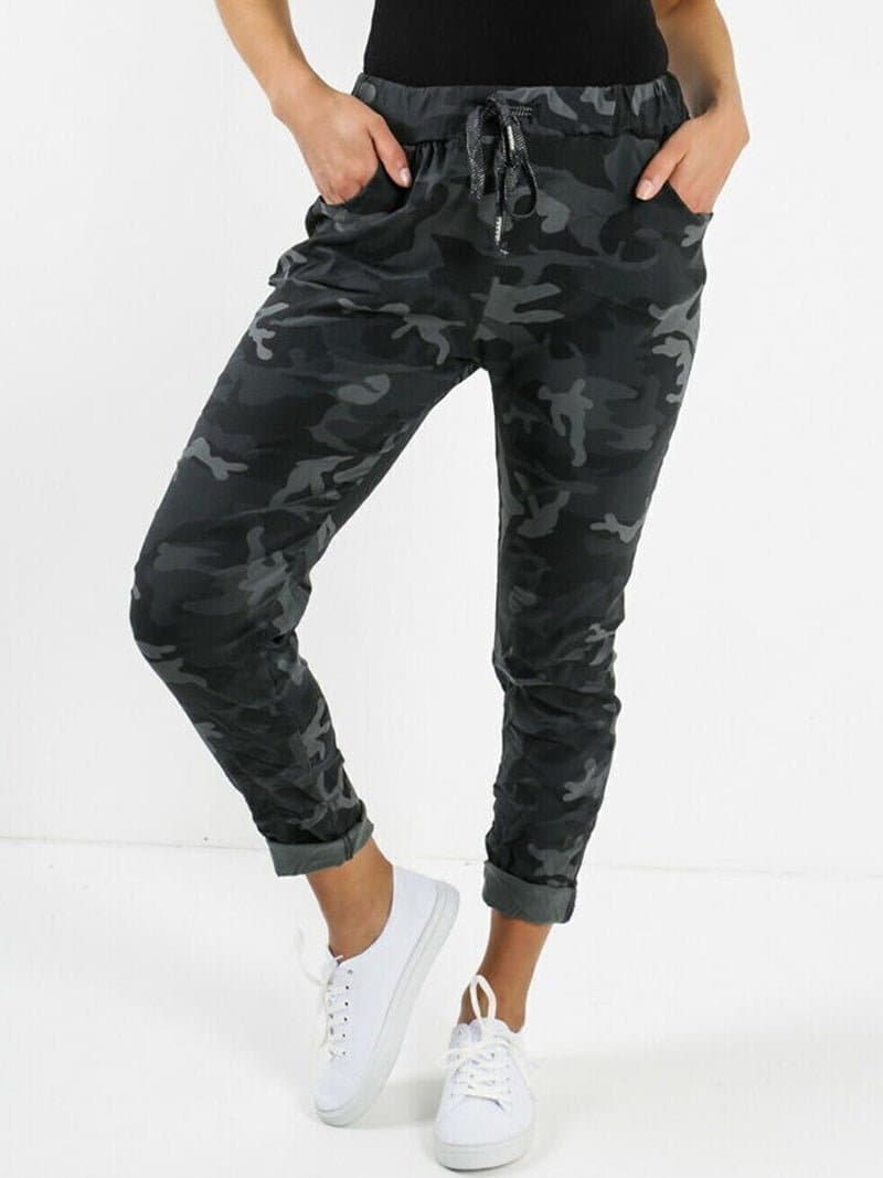 Women Italian Camouflage Magic Trouser Pants - Made In Italy - Remzs Fashion