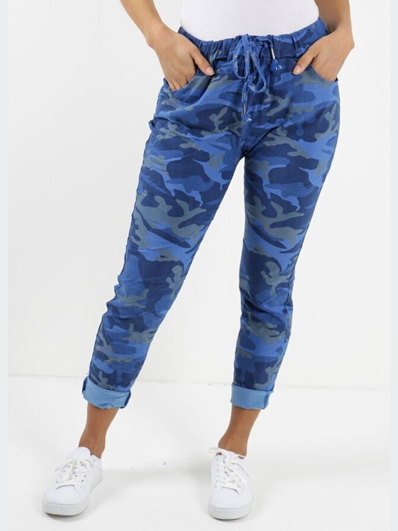 Women Italian Camouflage Magic Trouser Pants - Made In Italy - Remzs Fashion