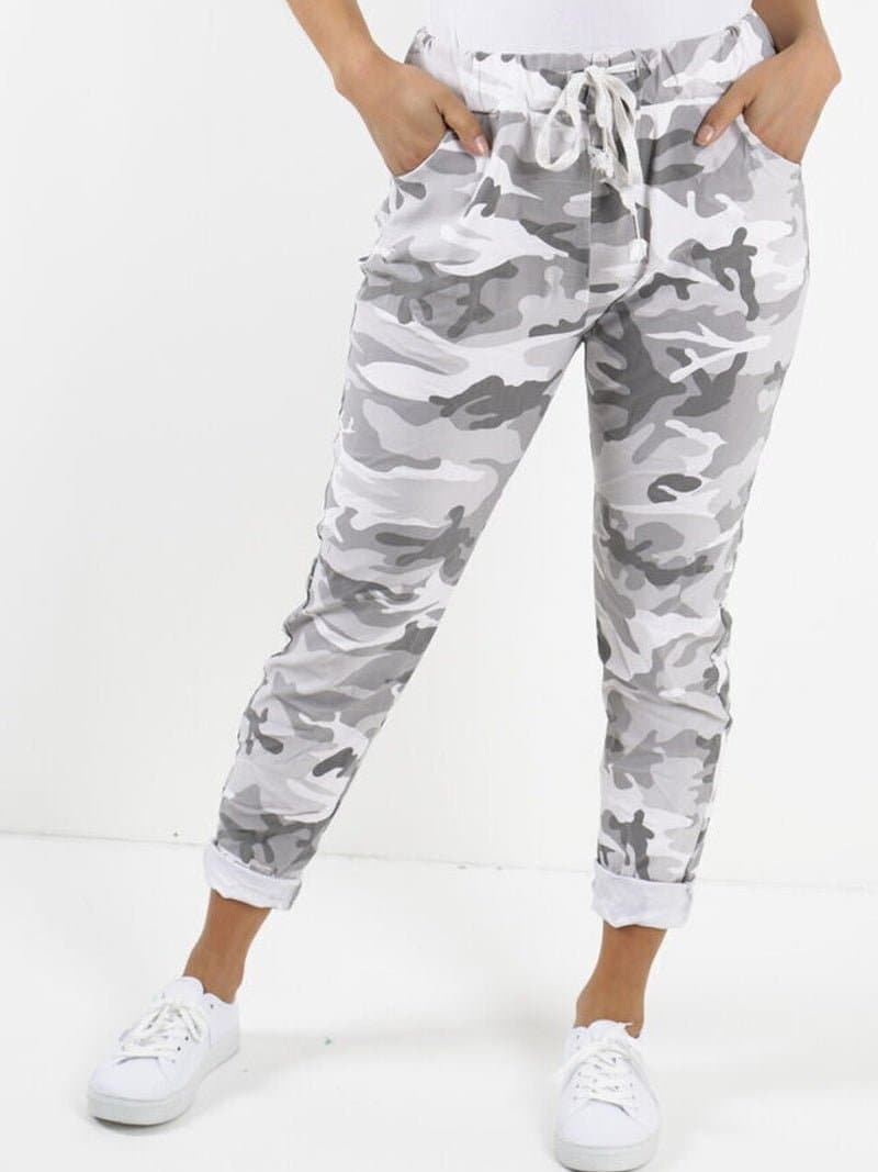 Women Italian Camouflage Magic Trouser Pants - Made In Italy - Remzs Fashion