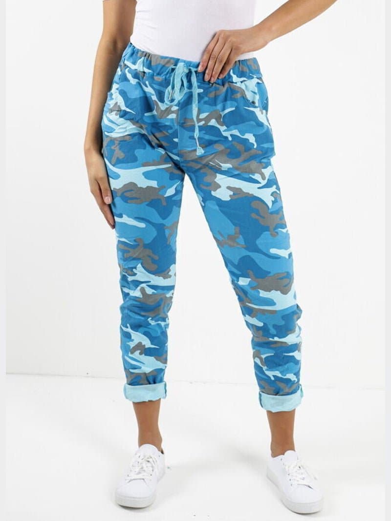 Women Italian Camouflage Magic Trouser Pants - Made In Italy - Remzs Fashion