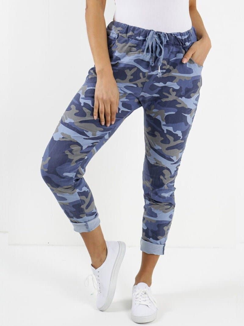 Women Italian Camouflage Magic Trouser Pants - Made In Italy - Remzs Fashion