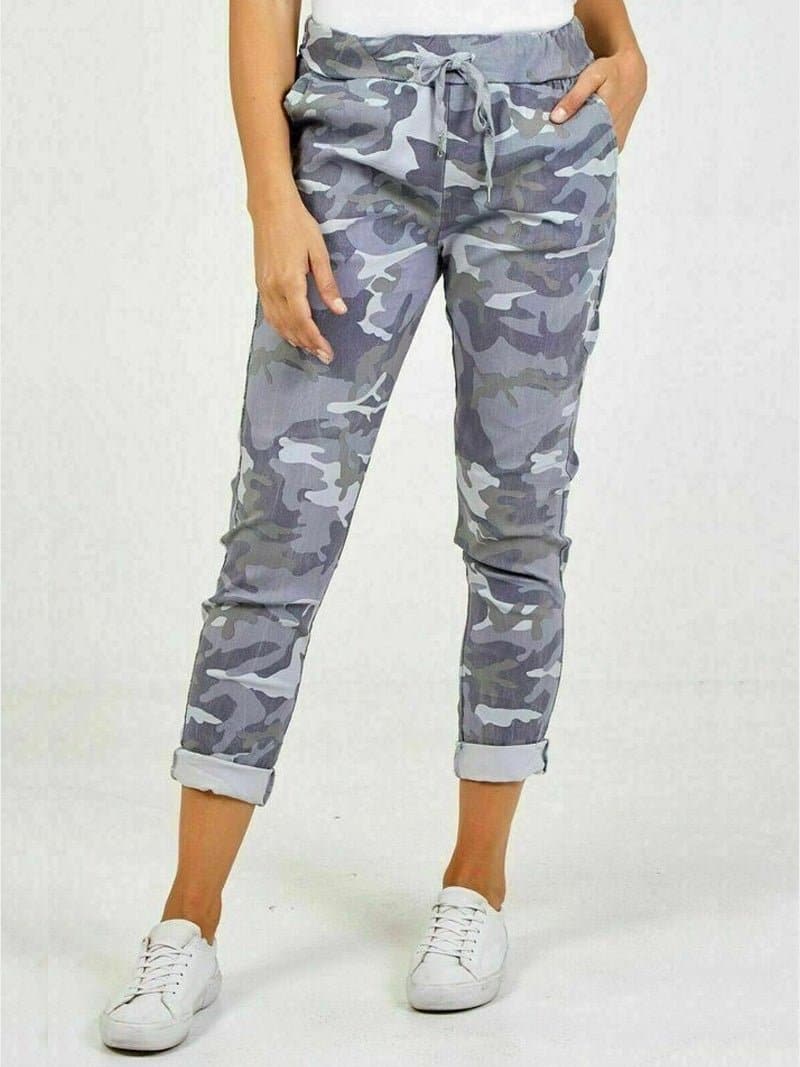 Women Italian Camouflage Magic Trouser Pants - Made In Italy - Remzs Fashion