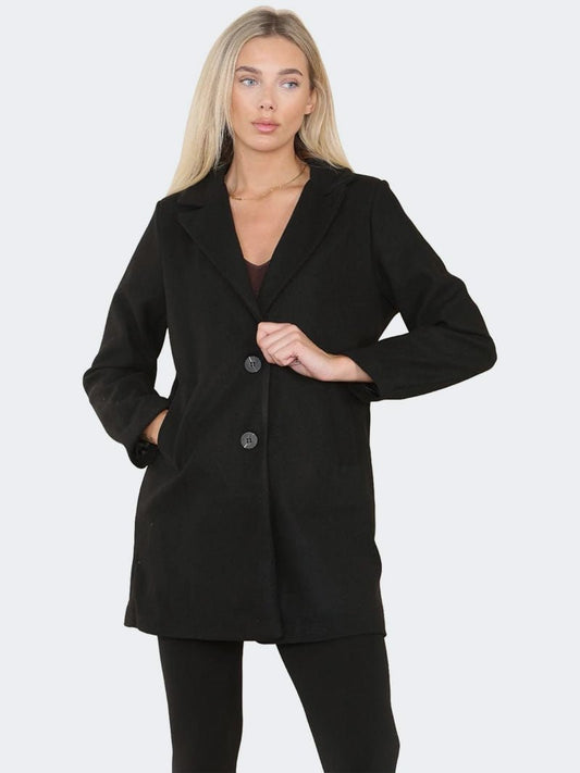 Women Italian Collared Front Button Wool Coat - Remzs Fashion