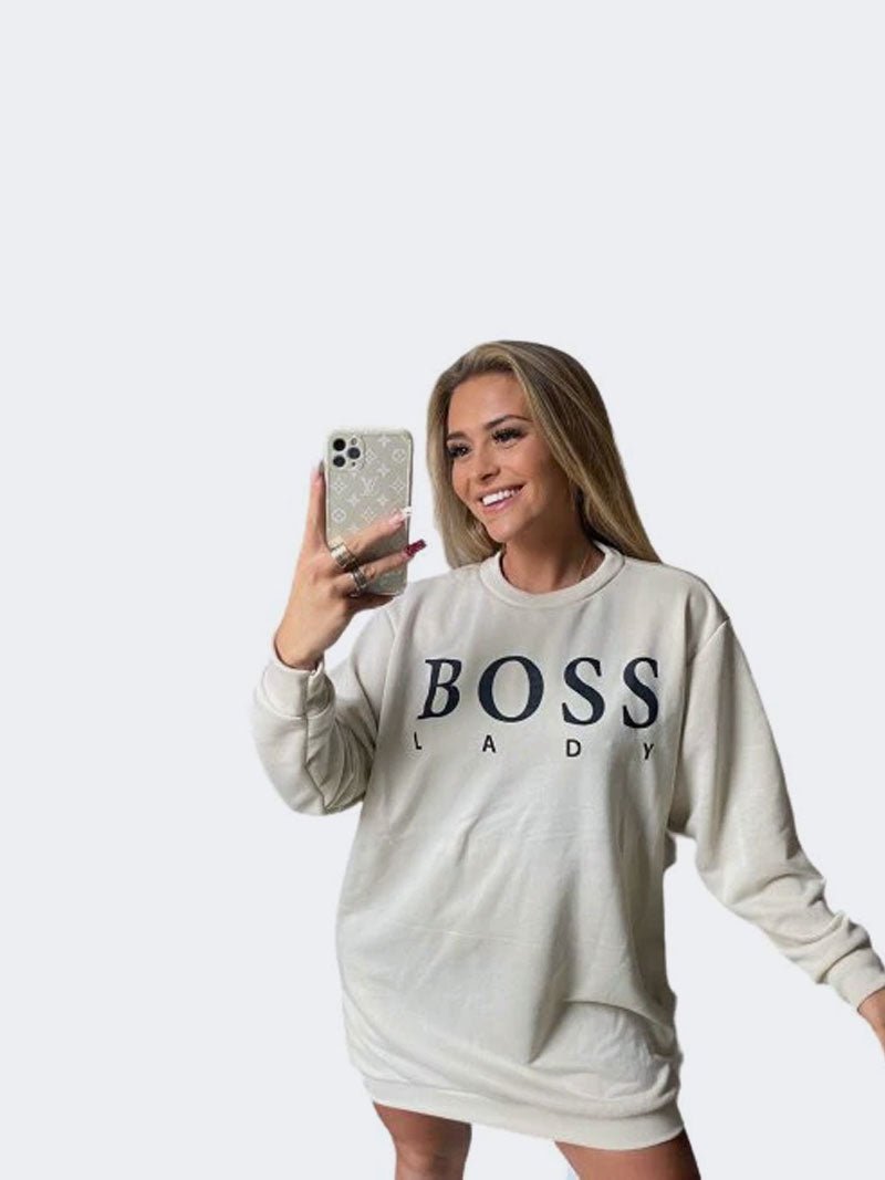 Women Oversized Baggy Print Long Sleeve Slogan Shirt Pocket Pullover Tops - Remzs Fashion