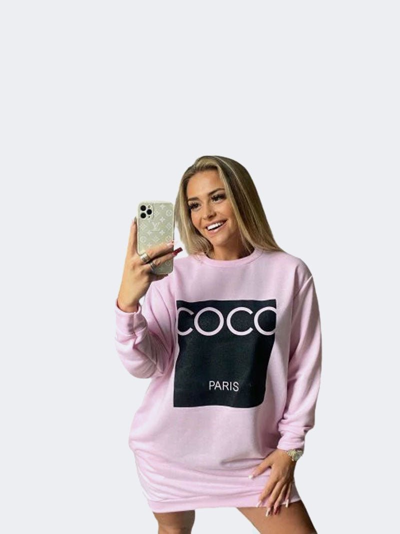 Women Oversized Baggy Print Long Sleeve Slogan Shirt Pocket Pullover Tops - Remzs Fashion