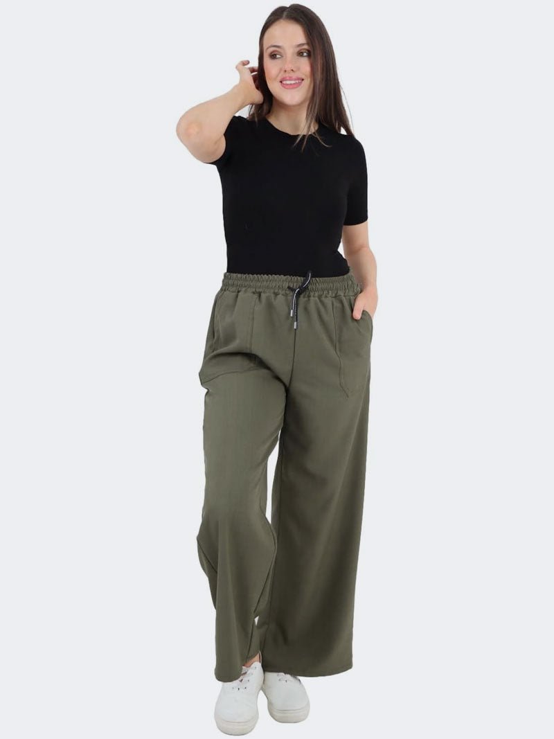 Women Plain Italian Palazzo Trousers - Remzs Fashion