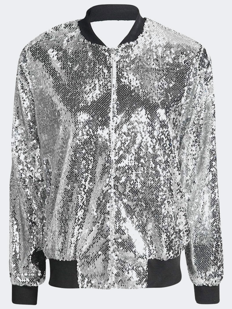 Women Sequin Glitter Bomber Jackets - Remzs Fashion