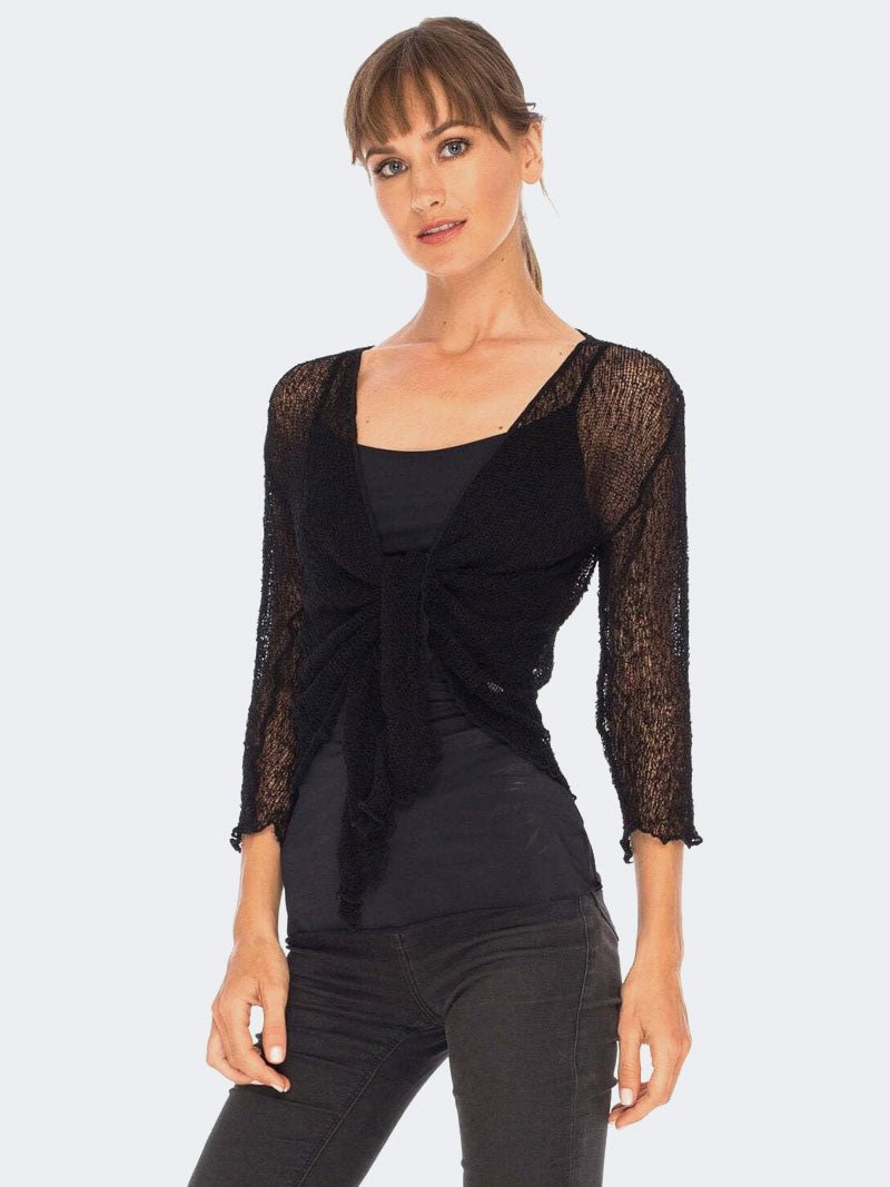 Women's Fish Net Tie Up Bolero Shrug Top - Remzs Fashion