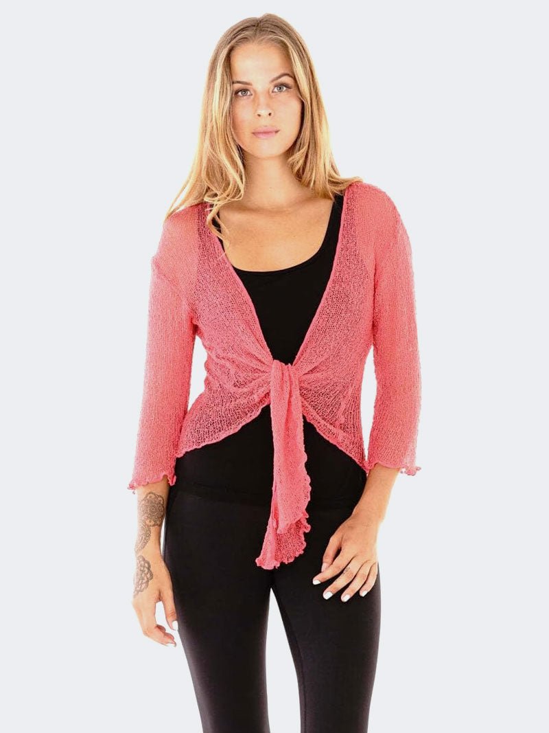 Women's Fish Net Tie Up Bolero Shrug Top - Remzs Fashion