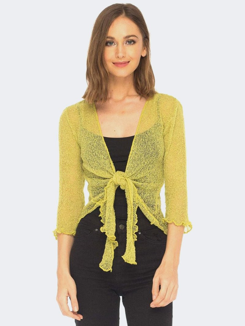 Women's Fish Net Tie Up Bolero Shrug Top - Remzs Fashion