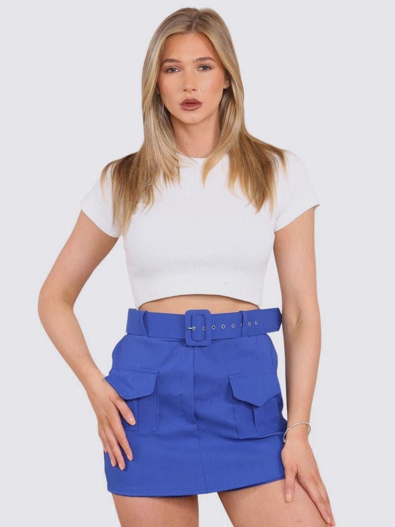Womens High Waisted Belted Summer Cargo Skort Skirts – Remzs Fashion