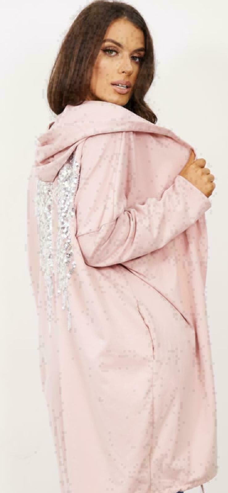 Women's Ladies Free Soul Sequin Angel Wings Longline Hooded Cardigan Jacket UK - Remzs Fashion