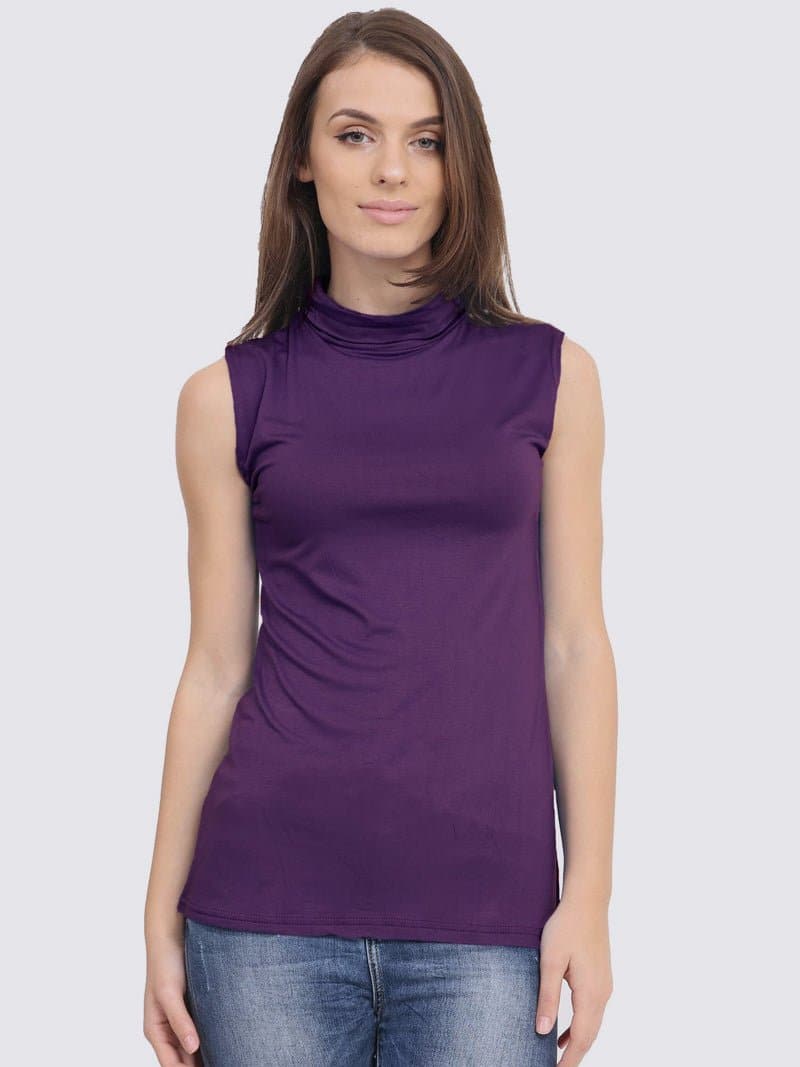 Women's Sleeveless Polo Turtle Neck Top - Remzs Fashion