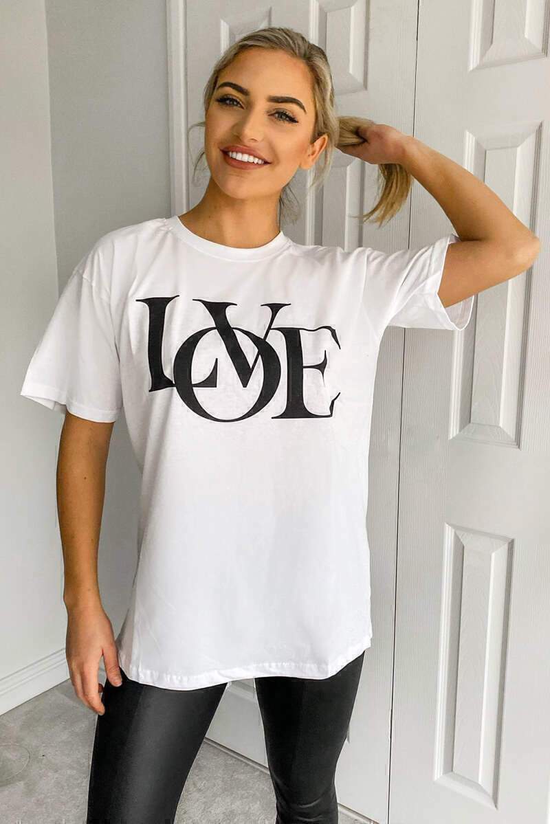 Womens T Shirt Ladies Oversized Baggy Fit Short Sleeve Slogan T-shirt Tee Tops - Remzs Fashion